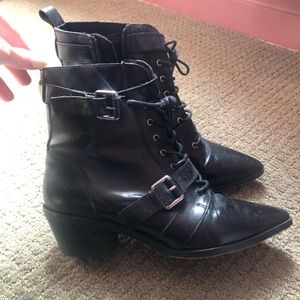 Office western lace up ankle boots